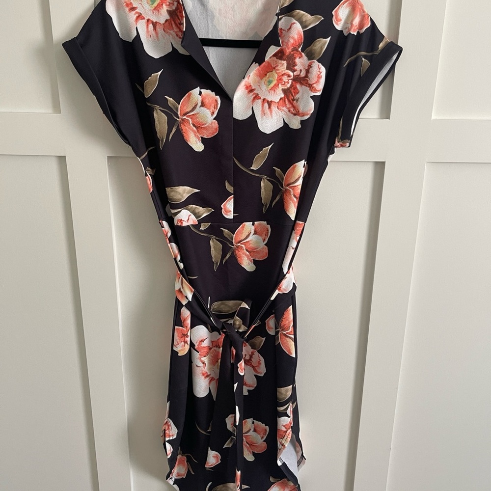 Floral Dress in Dark Navy and Pink